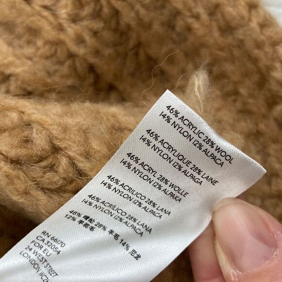 NWT Anthropologie Chunky Knit Cropped Tan Plush Sweater size Small - Picture 10 of 12